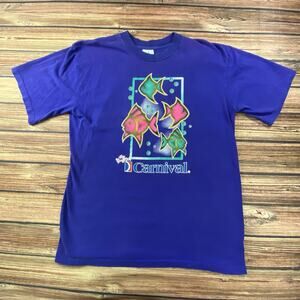 Vth 90s Carnival Cruise Line Purple T-Shirt Size L Fun Ships Fish